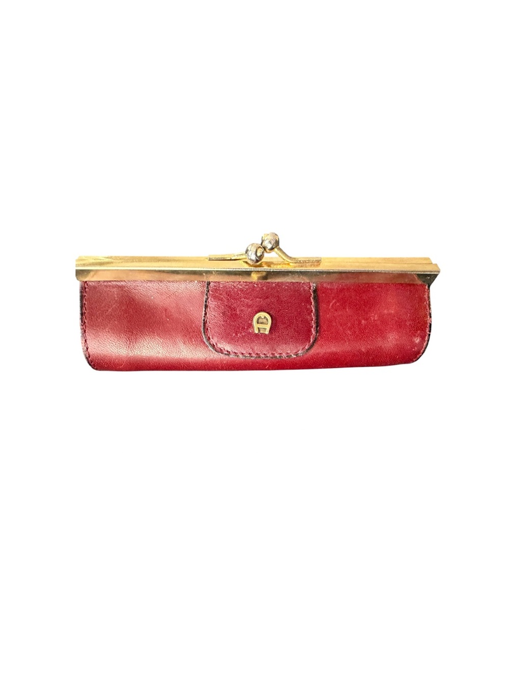 VTG 1960s Etienne Aigner Oxblood Leather Pop-Up Frame Coin Wallet Made in Italy